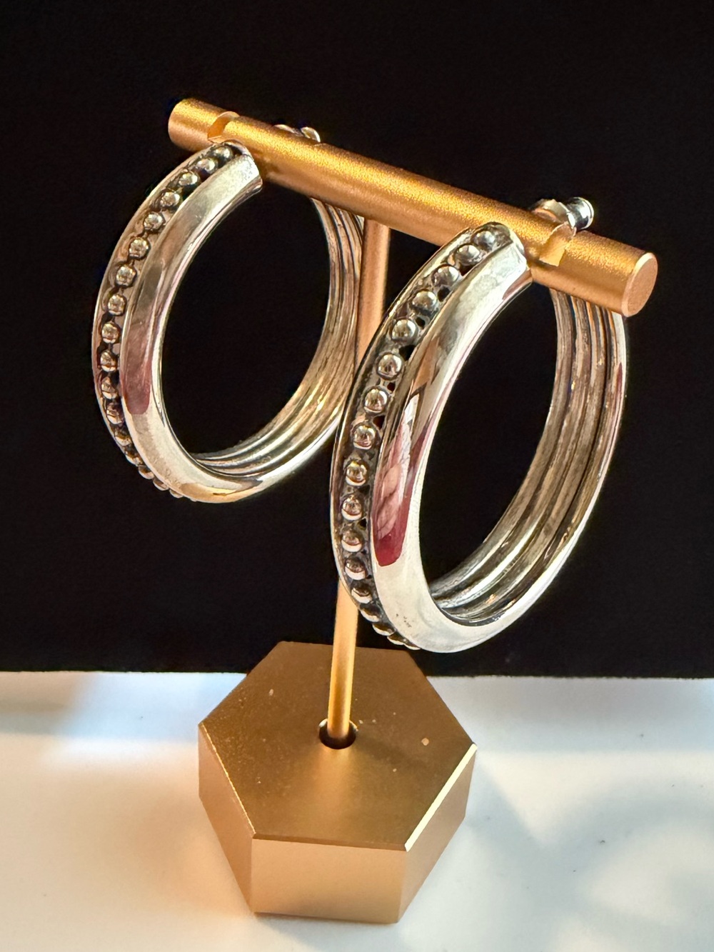 Vintage Source Unknown Silver Hoop Earrings